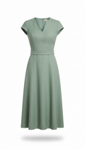 Vestido midi entallado verde salvia