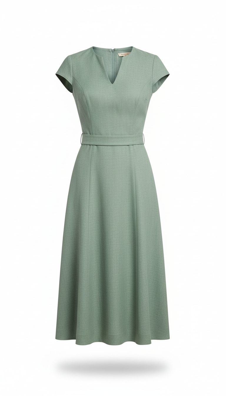 Vestido midi entallado verde salvia