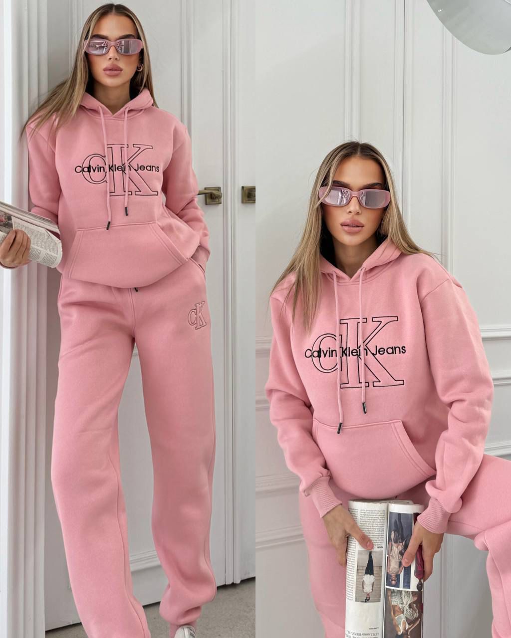 Conjunto deportivo de dos piezas , compuesto por sudadera con capucha y pantalón jogger.