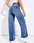 Vaqueros Wide Leg de Tiro Alto para Mujer, Azul Lavado