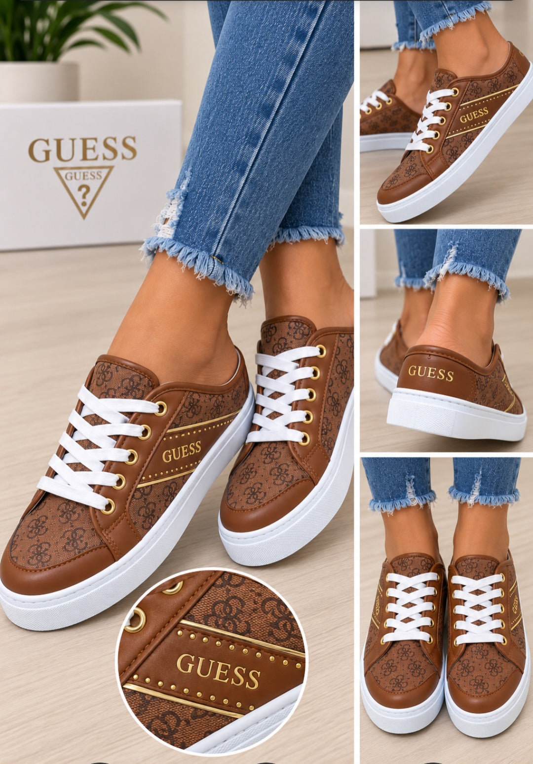 Zapatillas plataforma GUESS marrón para mujer
