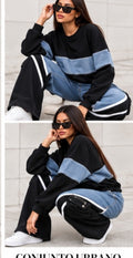 Conjunto vaquero de mujer con sudadera y pantalón ancho