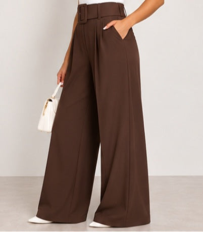 Pantalón Palazzo de Tiro Alto con Tablas