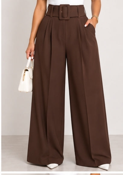 Pantalón Palazzo de Tiro Alto con Tablas