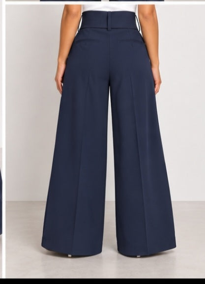 Pantalón Palazzo de Tiro Alto con Tablas