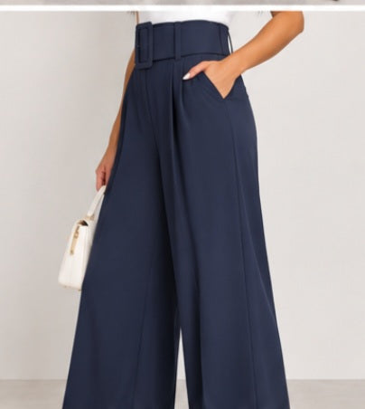Pantalón Palazzo de Tiro Alto con Tablas