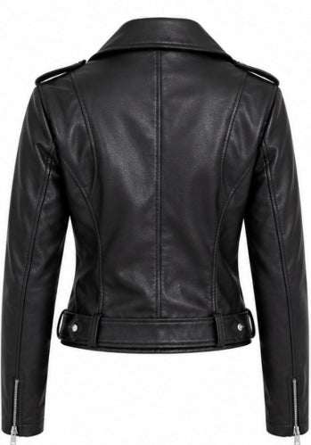 Chaqueta estilo cuero para mujer negra