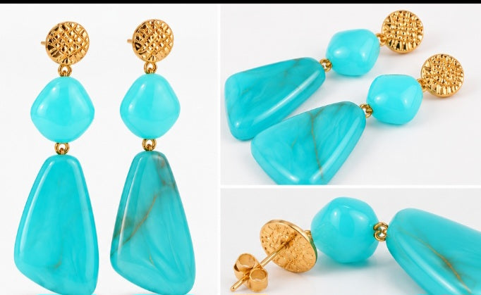 Pendientes en turquesa o beige