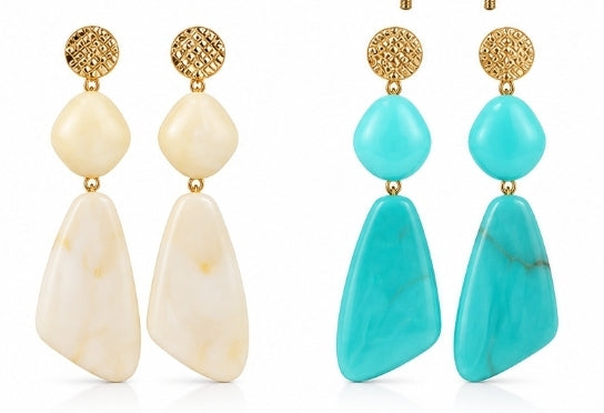 Pendientes en turquesa o beige