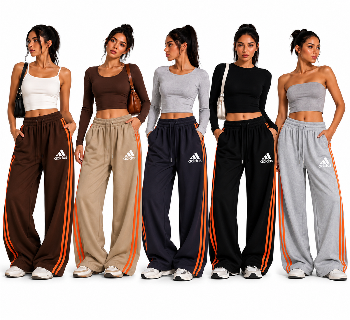 Pantalón de chándal de mujer de algodón con licra y pernera ancha