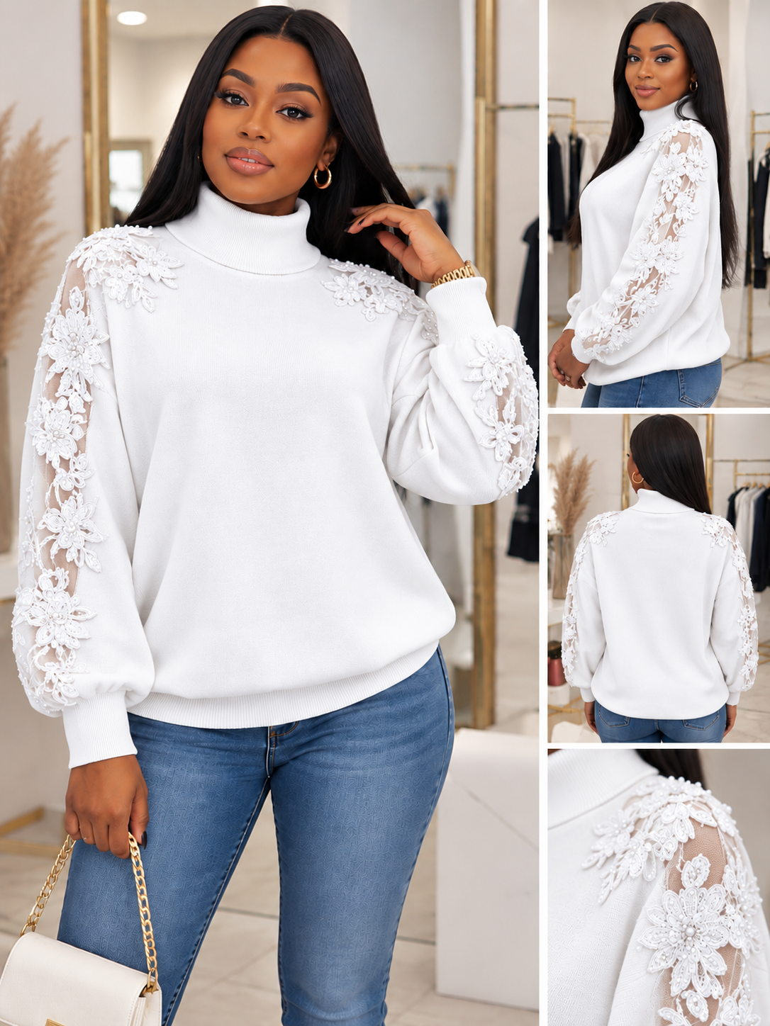 Jersey de cuello alto de mujer en talla única