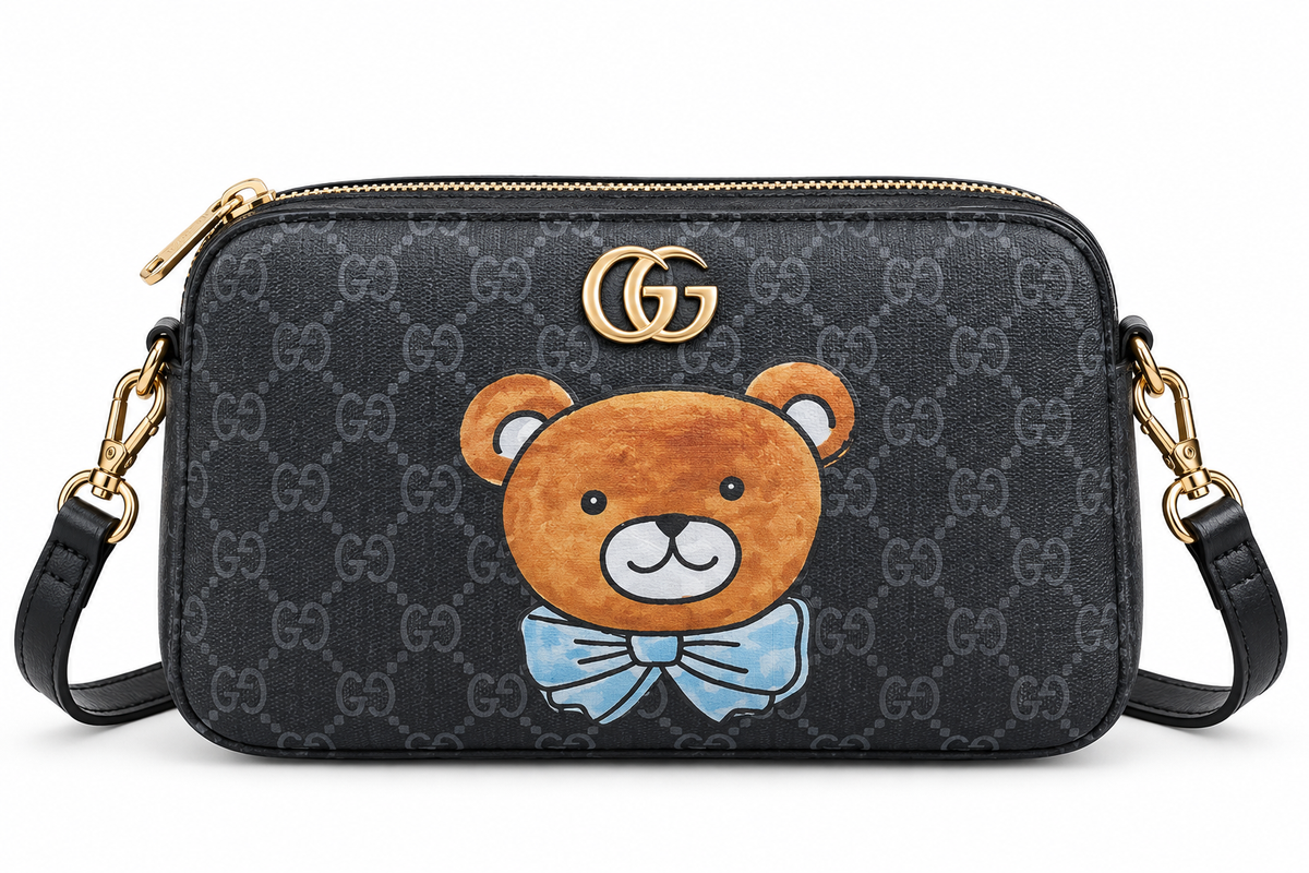 Bolso bandolera estampado con oso decorativo