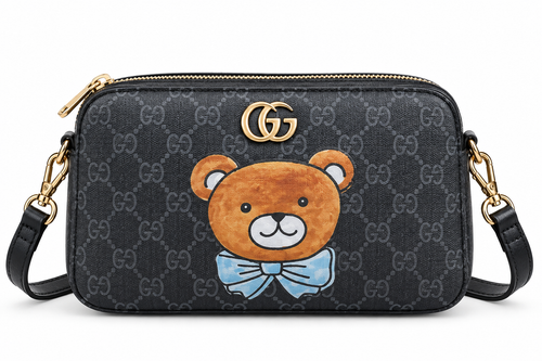 Bolso bandolera estampado con oso decorativo