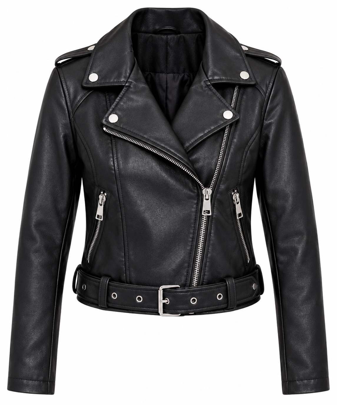 Chaqueta estilo cuero para mujer negra