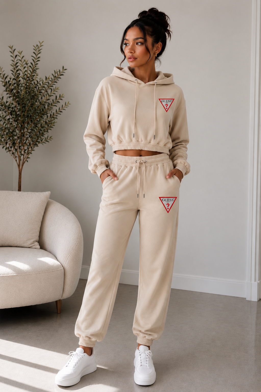 Conjunto Guess mujer sudadera y jogger algodón