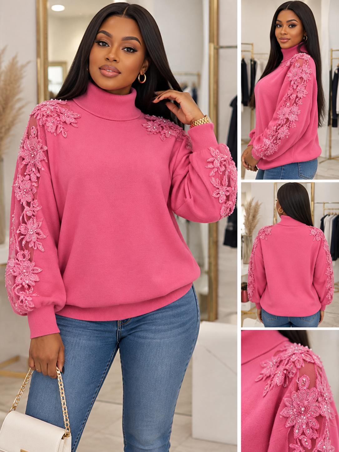 Jersey de cuello alto de mujer en talla única