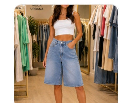Pantalón corto vaquero oversize para mujer