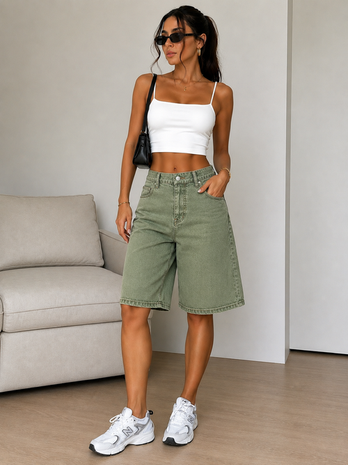 Pantalón corto vaquero oversize para mujer